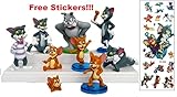 California Trader Tom and Jerry 9 Piece Play Set Plus Stickers with 9 Tom, Jerry, and Spike Figures Cake Toppers and Toy Figures Great for Gifts