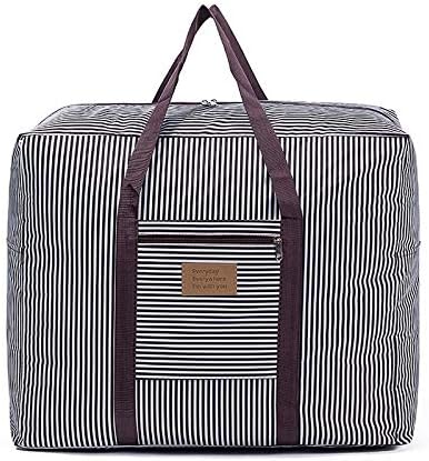 Gikvni Foldable Travel Bag Travel Duffle Bag Waterproof Carry-on Bag Travel Tote Bag Stripes Bag (Brown)