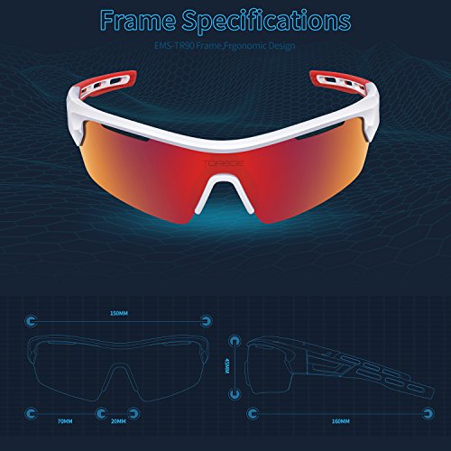 image for Torege Polarized Sports Sunglasses for Men Women Cycling Running Drivi