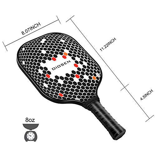 OIOSEN Graphite 1.0 Pickleball Paddle, USAPA Approved Pickleball Racket Honeycomb Composite Core with Portable Racquet Cover Case/1 Carrying Bag/1 Blue Overgrip