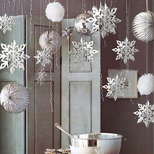 Amyove 3D Hollow Cardboard Snowflake Hanging Ornaments for New Year Christmas Home Party Decoration 6pcs/Set