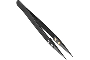 EVGATSAUTO Ceramic Tweezers Replaceable Tips Pointed Ceramic Stainless Steel Tweezers for Electronics Coil High Temperature S