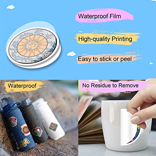 ViKiVi 100 Pcs Hippie Stickers, Trippy Stickers for Adults, Waterproof Stickers Pack, Vinyl Peace Love Stickers for Water Bottle Laptop Hydroflask Skateboard Computer
