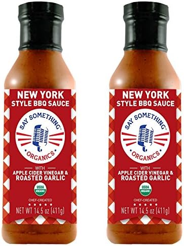 Say Something Apple Cider Vinegar Barbecue Sauce (New York Style, Pack of 2) Organic BBQ Sauce with Regionally Inspired Apple Cider Vinegar Sauce Roasted Garlic Perfect for Healthy, Authentic Meals