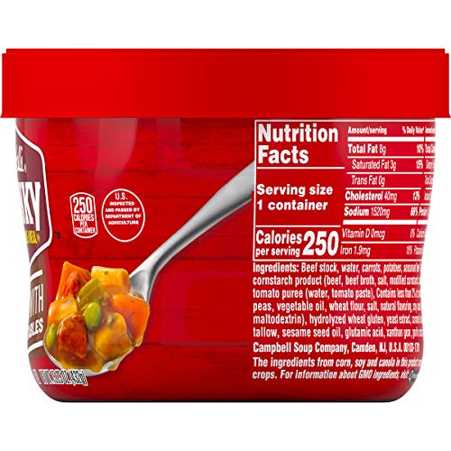 Campbell's Chunky Beef with Country Vegetables Soup Microwavable Bowl, 15.25 oz. (Pack of 8)