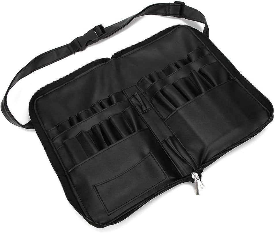 Pongnas Professional Makeup Brushes Organizer Bag, Black Leather & Plastic, Travel & Storage Cosmetic Case