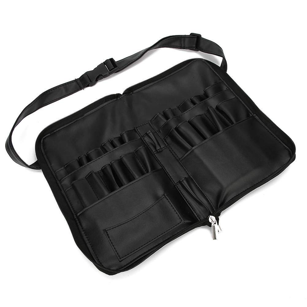Pongnas Professional Makeup Brushes Organizer Bag, Black Leather & Plastic, Travel & Storage Cosmetic Case