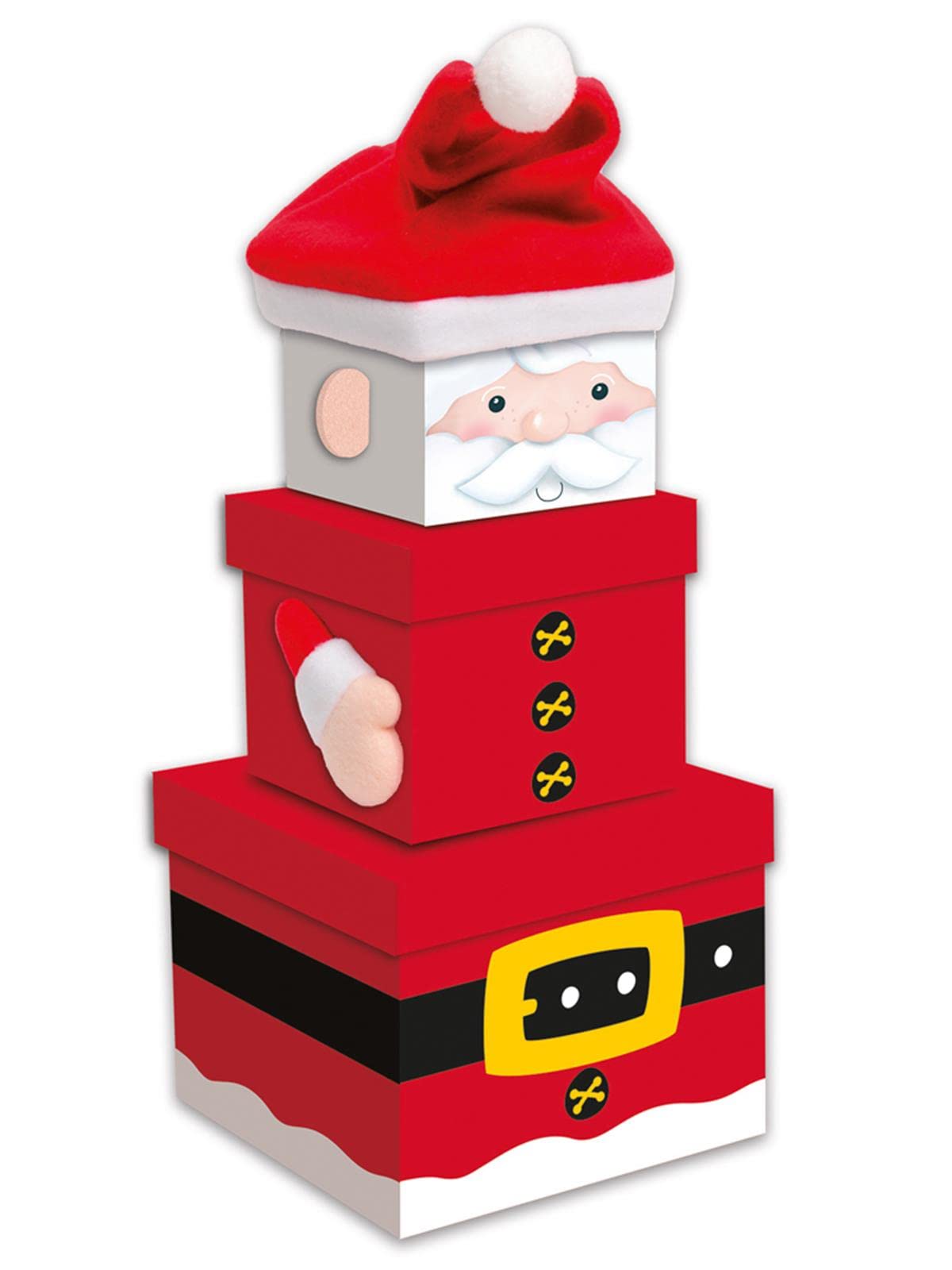Christmas Small 3 Piece Stacking Nested Gift Box Set Santa Design