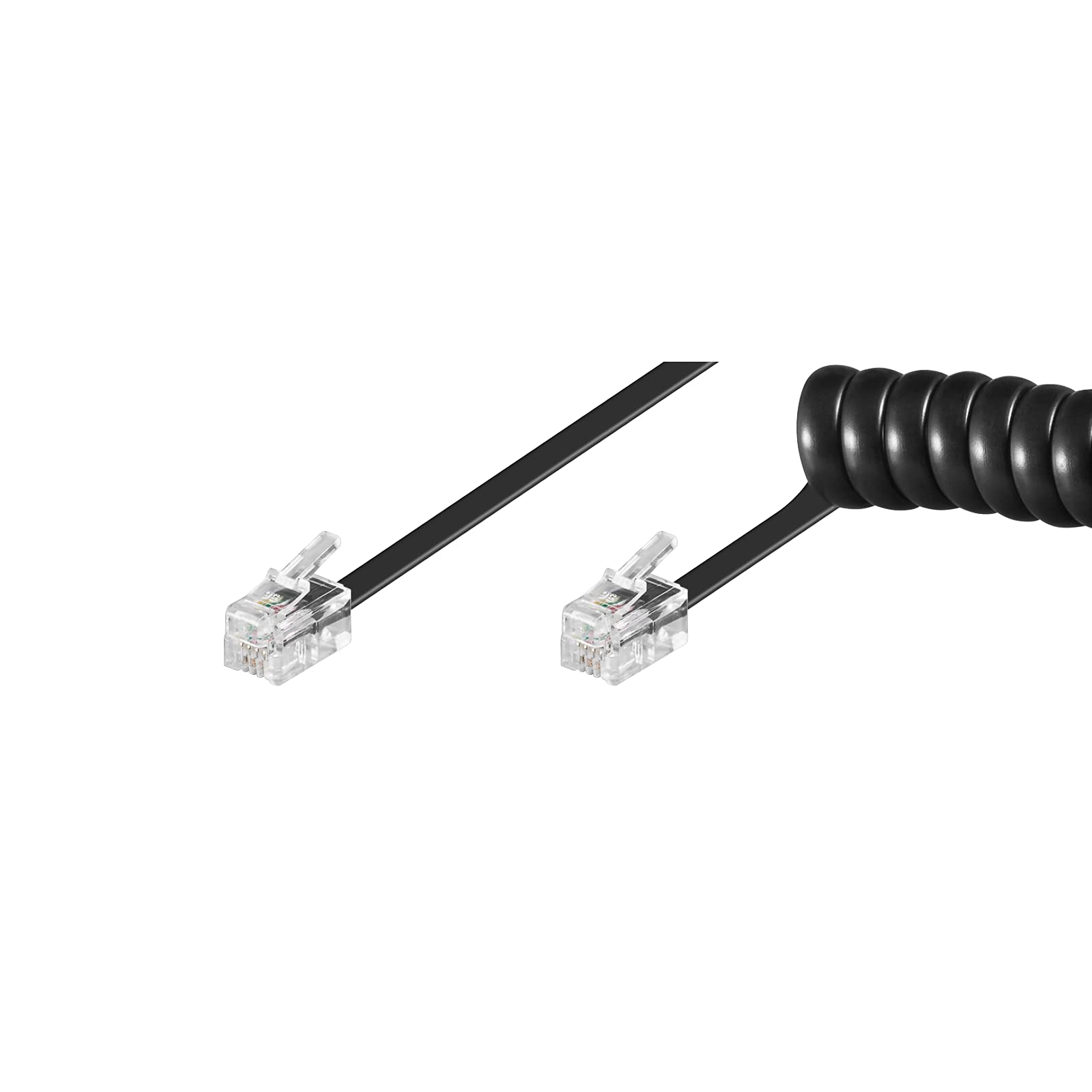 Goobay dif Telephone Handset Spiral Cable Flat Cable with RJ10 Connector (4P4C) to RJ10 Connector (4P4C)