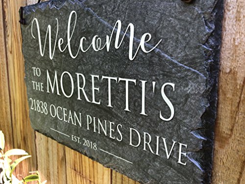 Sassy Squirrel Handcrafted and Personalized Slate House Number Sign (12"x8")