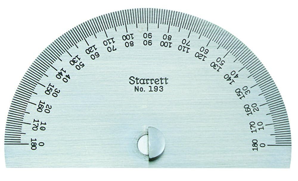Starrett 193 Steel Protractor, 0-180 Degree Range