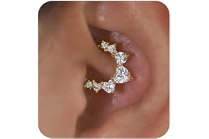 SHINEROSE Cartilage Daith Earrings For Women Small 14K Gold Plated Hoop Hypoallergenic Helix Piercing Huggie Surgical Steel Diamond Implant Cubic Zirconia Jewelry