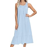 Ekouaer Women's Nightgowns Long Sleeveless Night gown with Pockets Soft Ladies Nightdress