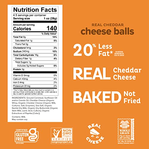 Heirloom Cheddar Cheese Balls by Pipcorn 4.5oz 6pk Healthy Snacks