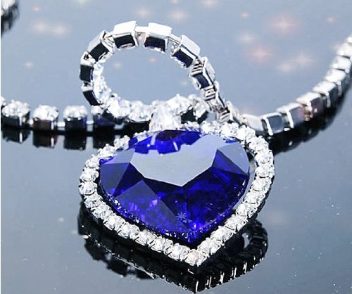 Heart of ocean alloy blue sparkling rhinestone crystal diamond ne…