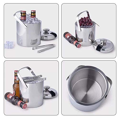 Small Ice Bucket [1.3 Liter],Stainless Steel Ice Bucket with Lid and