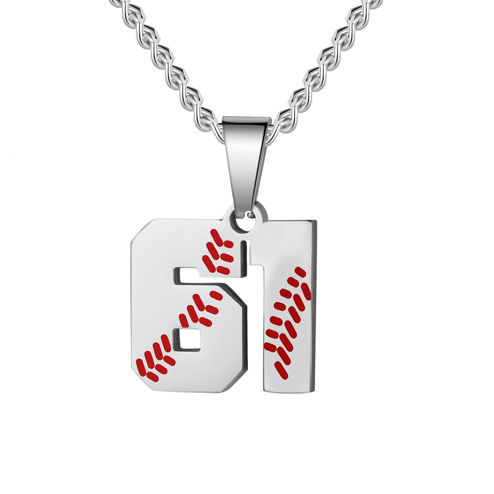 HattiDoris Baseball Number Necklace for Men 00-99