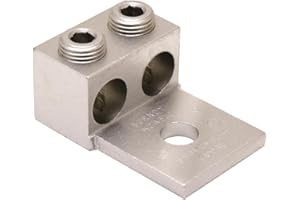 Burndy K2A31U Universal Terminal, 2 Conductor lugs, 6 Str.,350 kcmil Aluminum or Copper Wire Range, 1/2" Stud Hole, 1.94" Width, 2.88" Length, 0.25" Thick, 275lb Recommended Tightening Torque