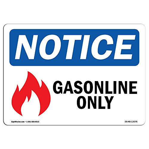 OSHA Notice Sign - Gasoline Only | Rigid Plastic Sign | Protect Your Business,…