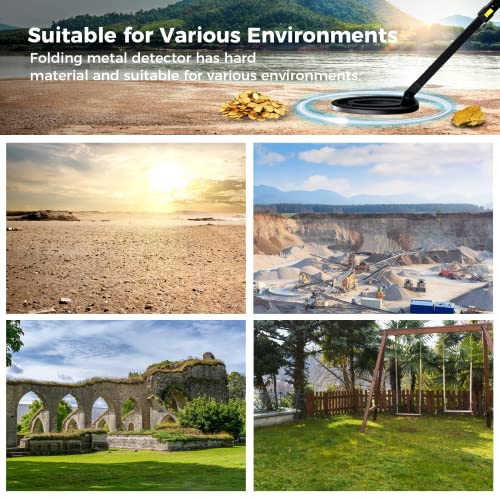 Metal Detector for Adults Professional - Foldable Metal Detector with Precise Positioning and Tone Recognition, 8 Recognition Elimination Modes Gold Detector, 10” Waterproof Search Coil