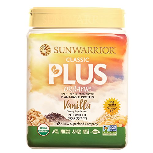 Sunwarrior - Classic Plus, Raw Organic Plant Based Protein, Vanilla, 15 servings