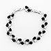GULICX Silver Tone Tennis Bracelet with Black Cubic Zircons Women's Fashion Wedding Jewellery
