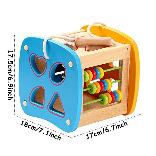 Lewo Wooden Shapes Sorter Activity Centers Lacing Beads Early Development Toys for Toddlers