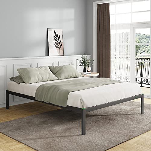 Novilla 14 Inch Queen Size Bed Frame, Metal Bed Frame with Storage,Queen Platform Bed Frame No Box Spring Needed, Wooden Slats Support, Heavy Duty, Easy Assembly, Black