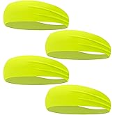 4 PCS Sweat-Guiding Double-Layer Sports Headbands, Stretchy Durable Sweatband Hairbands for Men Women Fitness Running Dance Yoga