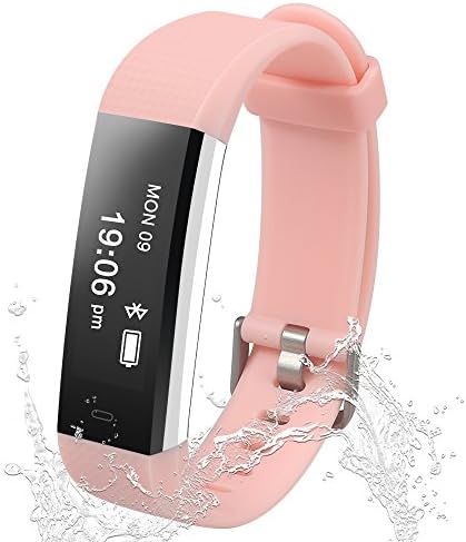 Damusy Fitness Tracker Smart Watch Bluetooth Pedometer Activity Waterproof Wristband with Sleep Monitor Sports Bracelet Calories Track Call/SMS Remind for iOS &amp; Android Smart Phone (Pink)