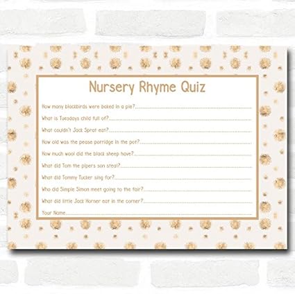 Amazon Com Neutral Gold Spots Baby Shower Games Nursery Rhyme Quiz
