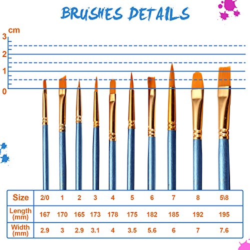 YOUNG4US Paint Brush Set, 25 PCS Nylon Bristle Sponge and Camel Hair Brushes for Acrylic Oil Watercolor Gouache Painting Artist Professional Painting Kits, All Purpose Paint Brush Value Pack - Thumbnail 5