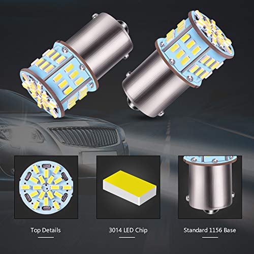 Aucan 12v Super Bright Low Power 20Pcs x 650 Lumens 1156 BA15S 7506 1141 1003 1073 54 SMD Led Light bulb Use for Back Up Reverse Lights,Brake Lights,Tail Lights,Rv lights 6000K Xenon White