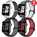 EXCHAR Sport Band Compatible with Apple Watch Band 44mm 42mm Breathable Soft Silicone Replacement Wristband Women and Man for iWatch Series 4 3 2 1 Nike+ All Various Styles M/L 4 Pack