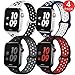 EXCHAR Sport Band Compatible with Apple Watch Band 44mm 42mm Breathable Soft Silicone Replacement Wristband Women and Man for iWatch Series 4 3 2 1 Nike+ All Various Styles M/L 4 Pack