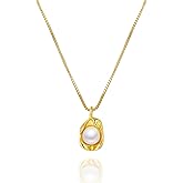 Aopulsi Elegant Gold Pearl Necklaces for Women,14k Gold Plated Dainty Necklace Simple Pearl Drop Single Charm Pendant Necklace Women's Jewelry Friend Birthday Gifts Gold Jewelry for Women