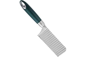 KALLORY Stainless Steel Crinkle Cutter Vegetable Slicer Potato French Fry Cutter Thickened Wave Knife
