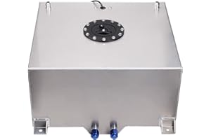 GSTP Universal 10 Gallon 40L Fuel Cell Tank with Cap and Level Sender Polished Aluminum Silver