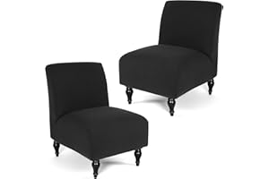 Liykimt Armless Accent Chair Cover Slipcover，Slipper Chair Stretch Spandex Removable for Armless Chair Furniture Protector Covers for Living Dining Room Hotel (Black, 2)