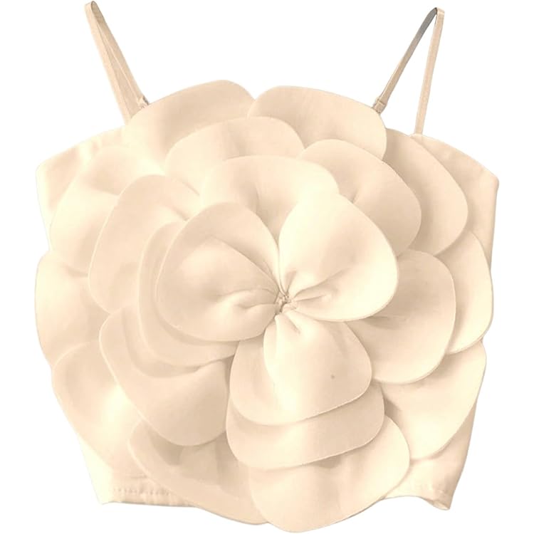 Women's 3D Flower Cami Top y2k Sleeveless Backless Spaghetti