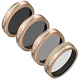 Neewer 4 Pieces Lens Filters Kit for Autel X-Star Drone, Includes CPL ND4 ND8 ND16 Filters, Made of Ultra High Definition Glass and Aluminum Frame (Gold)