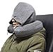 Luxury Memory Foam Neck Travel Pillow with Hoodie. Stylish Carry Bag. Premium Velvet. Washable Zippered Cover. Scientifically Proven U Shaped Neck Pillow. Business Traveler Gifts. (Gray)