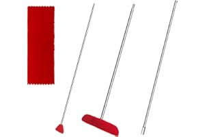 KOMPMP 4 Pcs Grand Piano Soundboard Cleaning Tools - Big Brush Small Brush with Extension Rod and Fiber Cloth Piano Cleaning Kit, Piano Cleaner and Polish Kit for Cleaning Grand Piano Soundboard