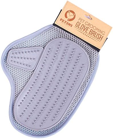 2-in-1 Pet Glove, Grooming Tool + Furniture Pet Hair Remover Mitt - For Cat &amp; Dog - Long &amp; Short Fur - Gentle Deshedding Brush - Rubber Tips for Massage