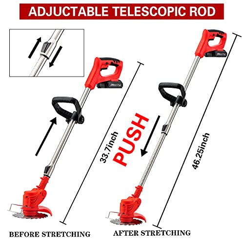 Weed Wacker Cordless Electric Brush Cutter Stringless Weed Eater with 2 Types Blades 2 Batteries