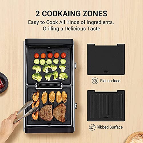 Gevi Electric Indoor Smokeless Grill + Griddle, Nonstick Plates, 2
