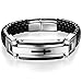 OSTAN Mens Bracelet Men's Stainless Steel Bracelet Braided Religious Cross Cuff Bangle Rope Black