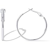 PAVOI 14K Gold Plated 925 Sterling Silver Post Hoops | Large Hoops Earring | Lightwight Gold Hoop Earrings for Women