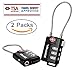 Zoppen TSA Approved Luggage Lock, Heavy Duty Combination Cable Lock for Travel Suitcase and Backpack - 2 Pack/Black