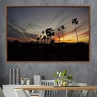 Framed Canvas Wall Art Palm Tree Colorful Cool Group Multicolor Photography Places Realism - 16x24 inches